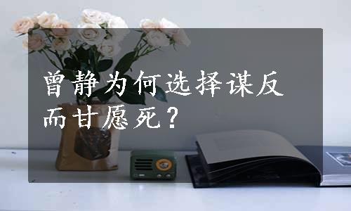 曾静为何选择谋反而甘愿死？