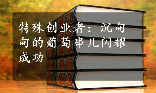 特殊创业者：沉甸甸的葡萄串儿闪耀成功