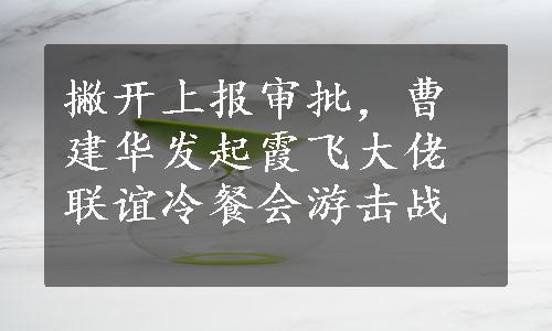 撇开上报审批，曹建华发起霞飞大佬联谊冷餐会游击战