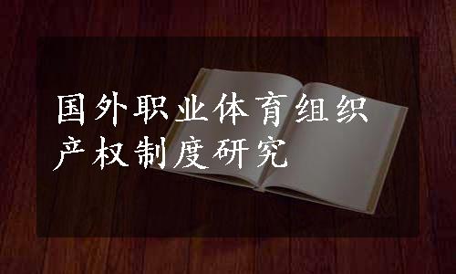 国外职业体育组织产权制度研究