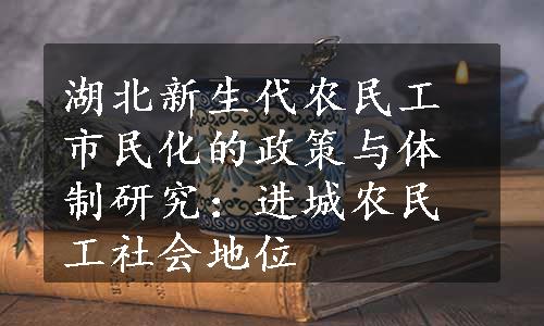 湖北新生代农民工市民化的政策与体制研究：进城农民工社会地位