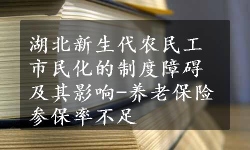 湖北新生代农民工市民化的制度障碍及其影响-养老保险参保率不足