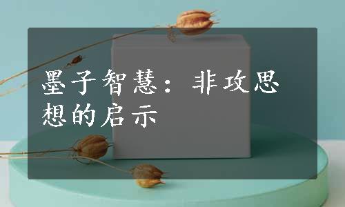 墨子智慧：非攻思想的启示