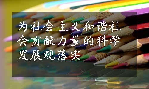 为社会主义和谐社会贡献力量的科学发展观落实