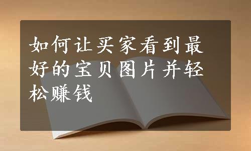 如何让买家看到最好的宝贝图片并轻松赚钱