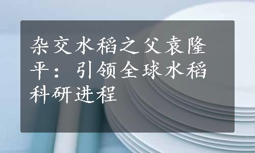 杂交水稻之父袁隆平：引领全球水稻科研进程