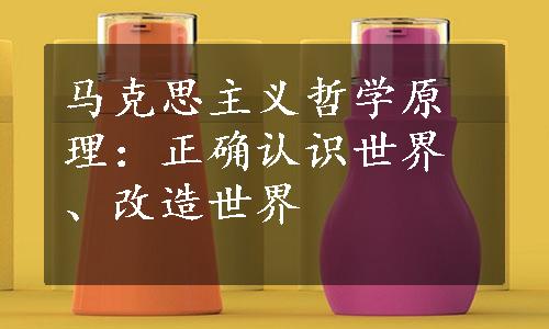 马克思主义哲学原理：正确认识世界、改造世界