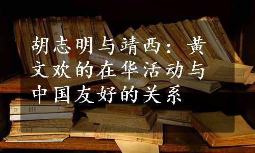 胡志明与靖西：黄文欢的在华活动与中国友好的关系