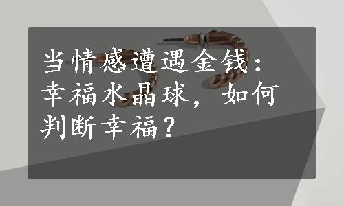 当情感遭遇金钱：幸福水晶球，如何判断幸福？