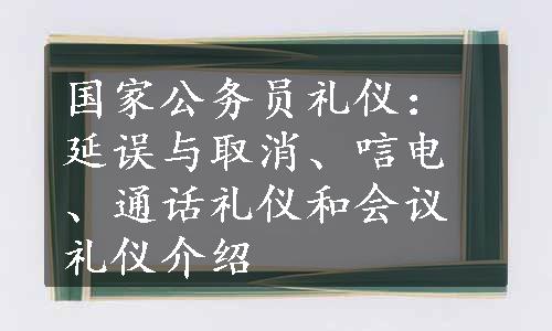 国家公务员礼仪：延误与取消、唁电、通话礼仪和会议礼仪介绍