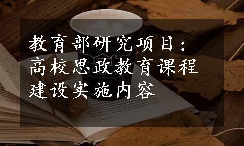 教育部研究项目：高校思政教育课程建设实施内容