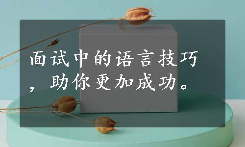 面试中的语言技巧，助你更加成功。