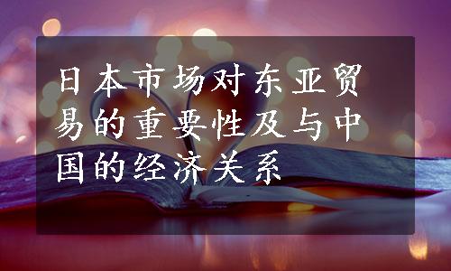 日本市场对东亚贸易的重要性及与中国的经济关系