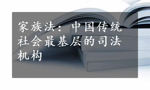 家族法：中国传统社会最基层的司法机构