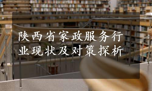 陕西省家政服务行业现状及对策探析