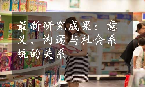 最新研究成果：意义、沟通与社会系统的关系