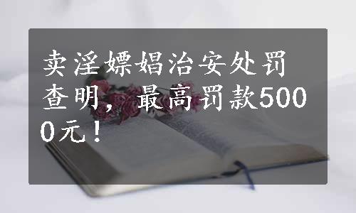 卖淫嫖娼治安处罚查明，最高罚款5000元！