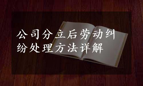 公司分立后劳动纠纷处理方法详解