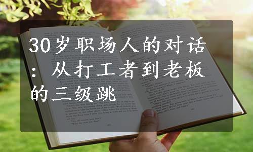 30岁职场人的对话：从打工者到老板的三级跳