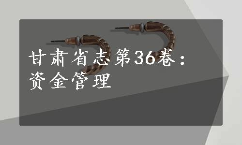 甘肃省志第36卷：资金管理