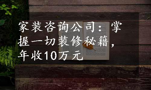 家装咨询公司：掌握一切装修秘籍，年收10万元