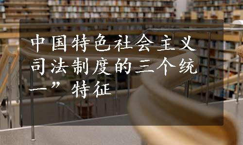 中国特色社会主义司法制度的三个统一”特征