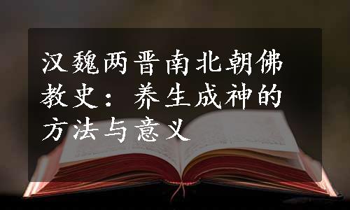 汉魏两晋南北朝佛教史：养生成神的方法与意义