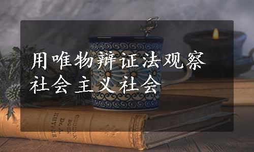 用唯物辩证法观察社会主义社会