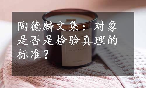 陶德麟文集：对象是否是检验真理的标准？