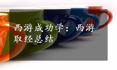 西游成功学：西游取经总结