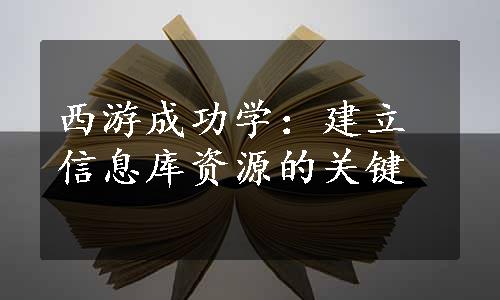 西游成功学：建立信息库资源的关键