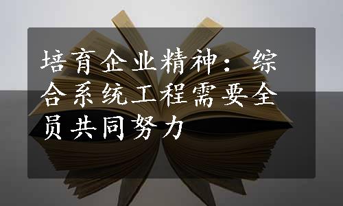 培育企业精神：综合系统工程需要全员共同努力