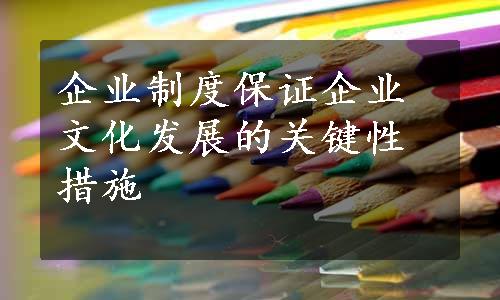 企业制度保证企业文化发展的关键性措施