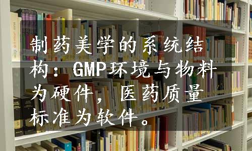 制药美学的系统结构：GMP环境与物料为硬件，医药质量标准为软件。