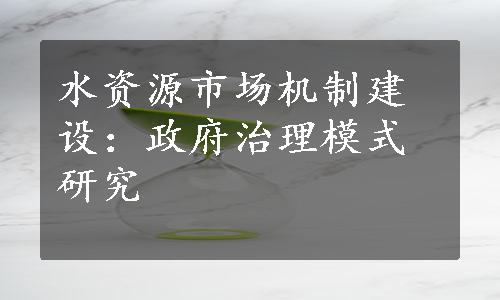 水资源市场机制建设：政府治理模式研究