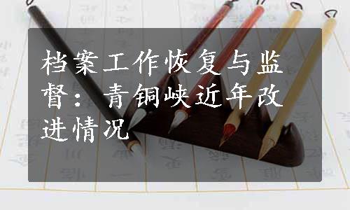 档案工作恢复与监督：青铜峡近年改进情况