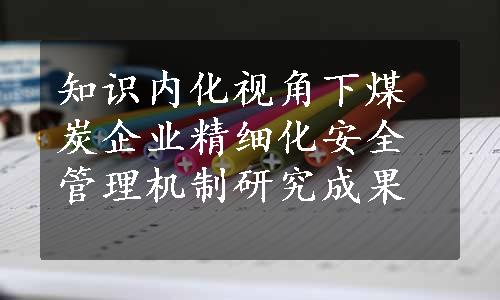 知识内化视角下煤炭企业精细化安全管理机制研究成果