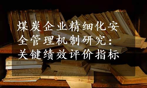 煤炭企业精细化安全管理机制研究：关键绩效评价指标