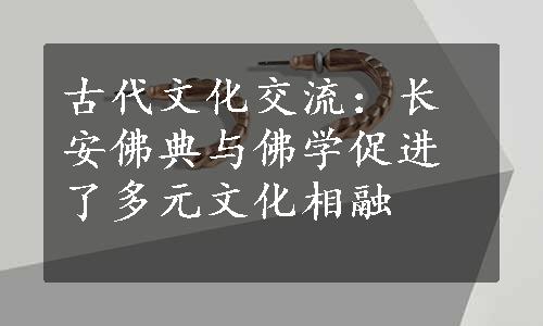 古代文化交流：长安佛典与佛学促进了多元文化相融