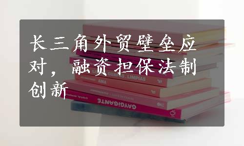 长三角外贸壁垒应对，融资担保法制创新