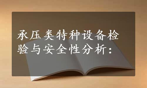 承压类特种设备检验与安全性分析：