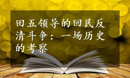 田五领导的回民反清斗争：一场历史的考察