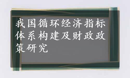 我国循环经济指标体系构建及财政政策研究