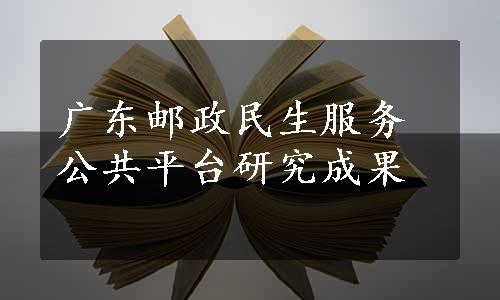 广东邮政民生服务公共平台研究成果