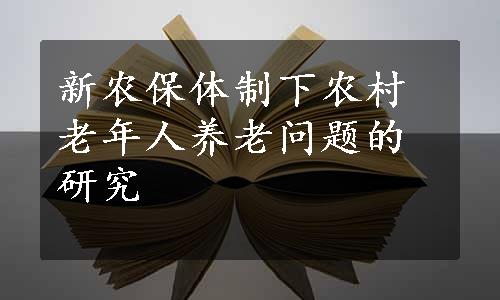 新农保体制下农村老年人养老问题的研究