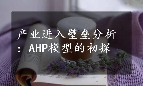 产业进入壁垒分析：AHP模型的初探