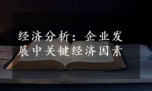 经济分析：企业发展中关键经济因素