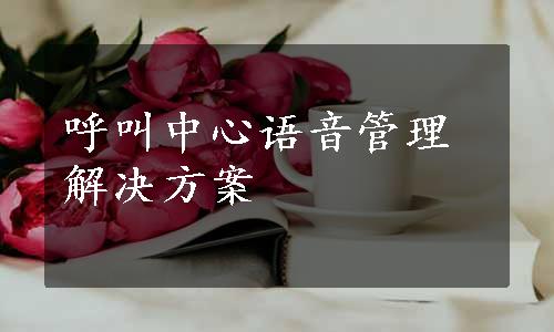 呼叫中心语音管理解决方案