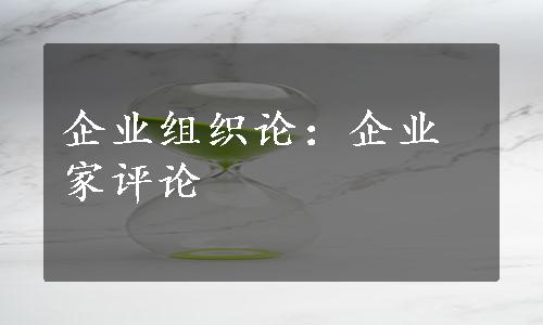 企业组织论：企业家评论