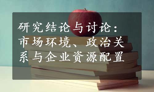 研究结论与讨论：市场环境、政治关系与企业资源配置